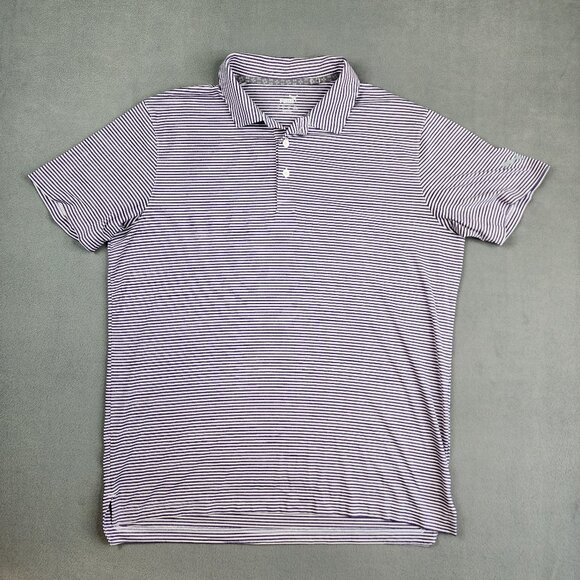 Puma Performance Polo Shirt Men's Large Purple Striped Dry Cell Short Sleeve - Picture 1 of 8